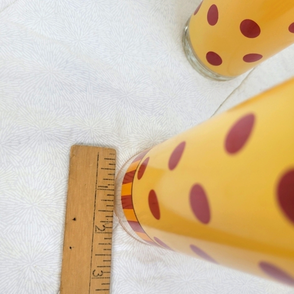 Southern Living At Home Polka Dot Glasses Tumblers Red Yellow Set Of Two whimsy - Picture 4 of 5